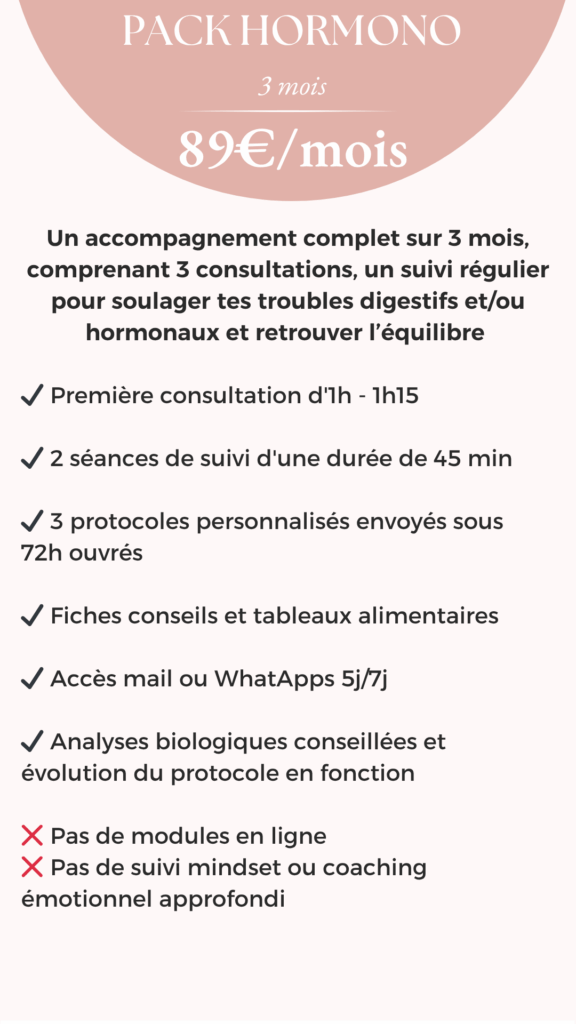 Accompagnement hormonal femme Rééquilibrage hormonal Pack hormonal 3 mois Suivi hormonal personnalisé Santé hormonale féminine
